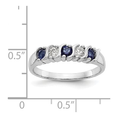 14K White Gold 1/5 ct tw Sapphire & Diamond Wedding Band – view 8