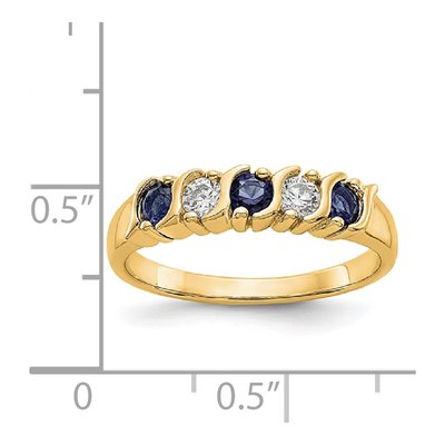 14K Yellow Gold 1/5 ct tw Sapphire & Diamond Wedding Band – view 2