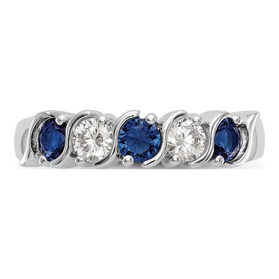 14K White Gold 1/3 ct tw Sapphire & Diamond Wedding Band – view 5