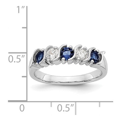 14K White Gold 1/3 ct tw Sapphire & Diamond Wedding Band – view 8