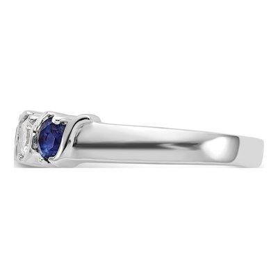 14K White Gold 3/8 ct tw Sapphire & Diamond Wedding Band – view 4