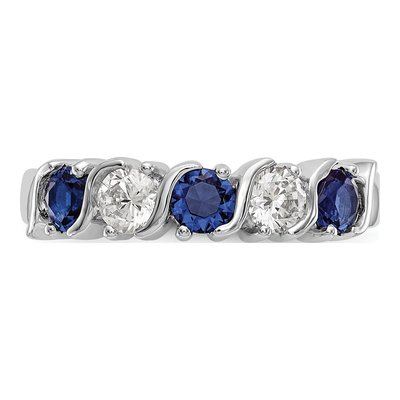 14K White Gold 3/8 ct tw Sapphire & Diamond Wedding Band – view 5