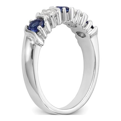 14K White Gold 3/8 ct tw Sapphire & Diamond Wedding Band – view 7
