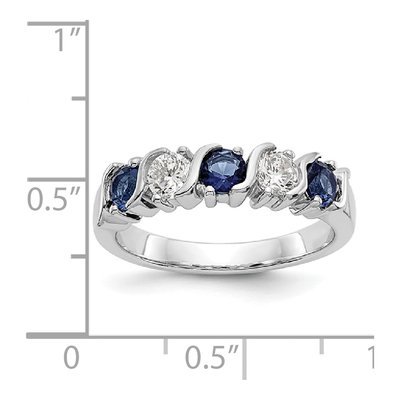 14K White Gold 3/8 ct tw Sapphire & Diamond Wedding Band – view 8