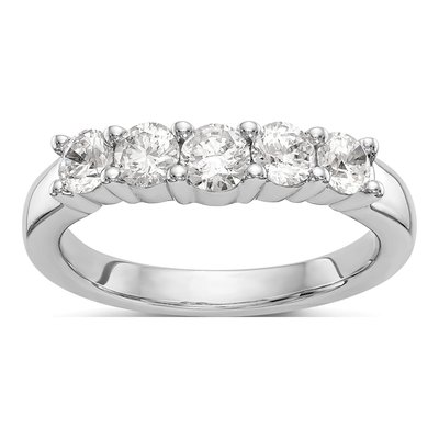 14K White Gold 7/8 ct tw Lab-Grown Diamond 5-Stone Wedding Band