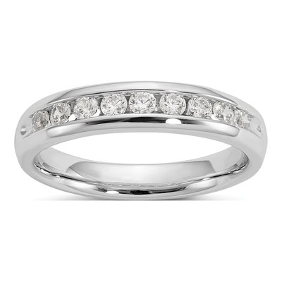 14K White Gold 3/8 ct tw Lab-Grown Diamond Nine Fashion Wedding Band