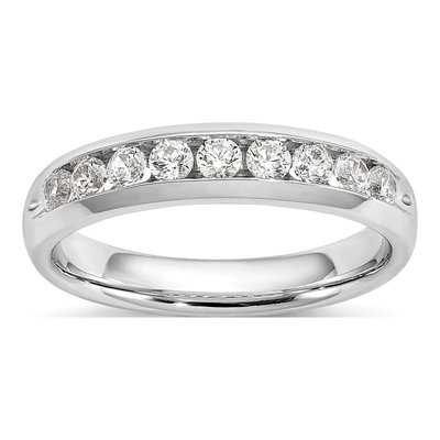 14K White Gold 1/2 ct tw Lab-Grown Diamond Nine Fashion Wedding Band