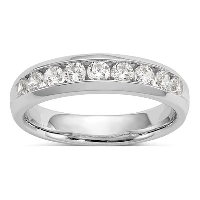 14K White Gold 5/8 ct tw Lab-Grown Diamond Nine Wedding Band