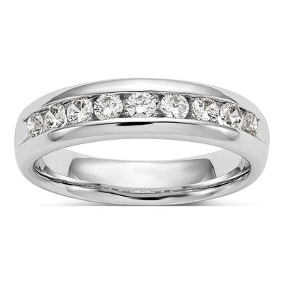 14K White Gold 3/4 ct tw Lab-Grown Diamond 9-Stone Wedding Band