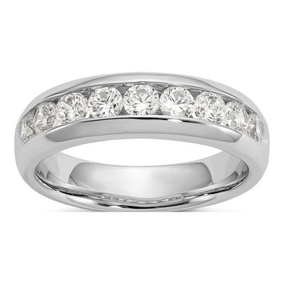 14K White Gold 1 ct tw Lab-Grown Diamond 9-Stone Wedding Band