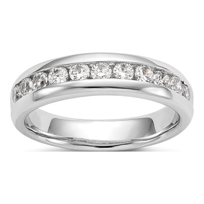 14K White Gold 3/4 ct tw Lab-Grown Diamond Channel Wedding Band