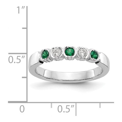 14K White Gold 1/10 ct tw Emerald & Diamond Wedding Band – view 2