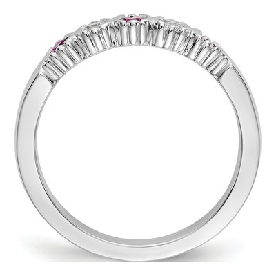 14K White Gold 1/10 ct tw Ruby & Diamond Wedding Band – view 3