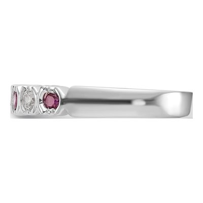 14K White Gold 1/10 ct tw Ruby & Diamond Wedding Band – view 4