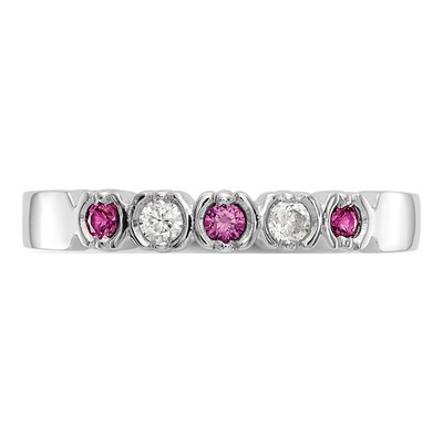 14K White Gold 1/10 ct tw Ruby & Diamond Wedding Band – view 5