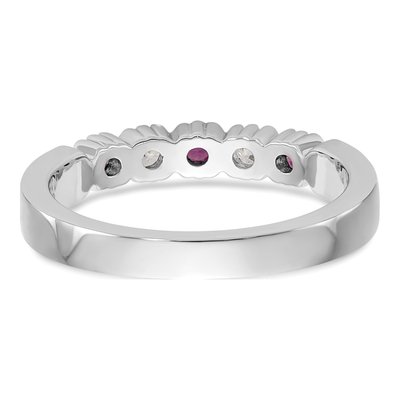 14K White Gold 1/10 ct tw Ruby & Diamond Wedding Band – view 6