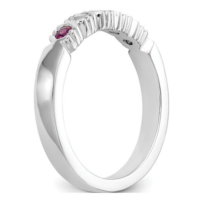 14K White Gold 1/10 ct tw Ruby & Diamond Wedding Band – view 7
