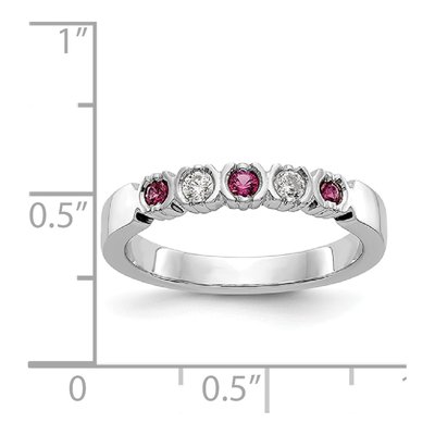 14K White Gold 1/10 ct tw Ruby & Diamond Wedding Band – view 8