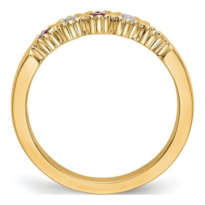 14K Yellow Gold 1/10 ct tw Ruby & Diamond Wedding Band – view 3
