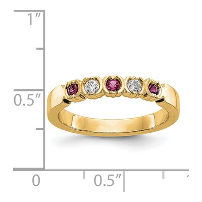 14K Yellow Gold 1/10 ct tw Ruby & Diamond Wedding Band – view 4
