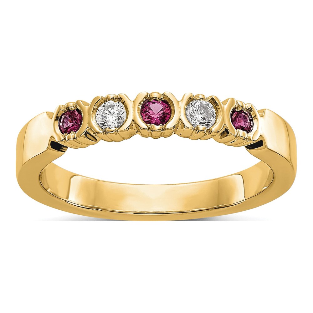 14K Yellow Gold 1/10 ct tw Ruby & Diamond Wedding Band