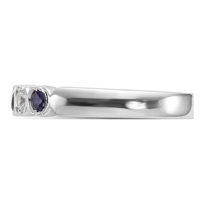 14K White Gold 1/10 ct tw Sapphire & Diamond Wedding Band – view 4