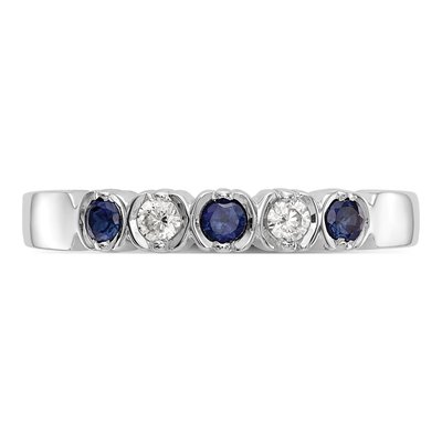 14K White Gold 1/10 ct tw Sapphire & Diamond Wedding Band – view 5
