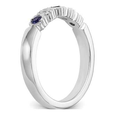 14K White Gold 1/10 ct tw Sapphire & Diamond Wedding Band – view 7