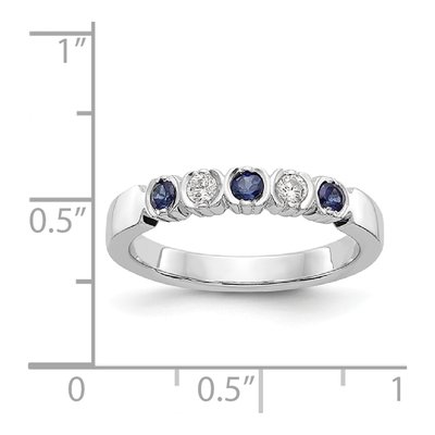14K White Gold 1/10 ct tw Sapphire & Diamond Wedding Band – view 8