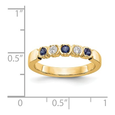 14K Yellow Gold 1/10 ct tw Sapphire & Diamond Wedding Band – view 3