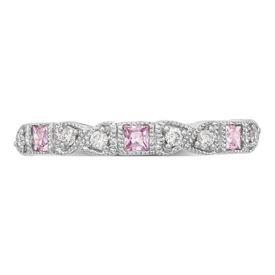 14K White Gold 1/10 ct tw Diamond Heart Wedding Band – view 5