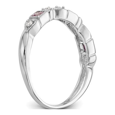 14K White Gold 1/10 ct tw Diamond Heart Wedding Band – view 7