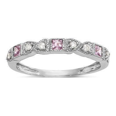 14K White Gold 1/10 ct tw Diamond Heart Wedding Band