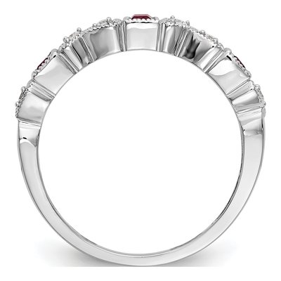 14K White Gold 1/10 ct tw Ruby & Diamond Heart Wedding Band – view 3