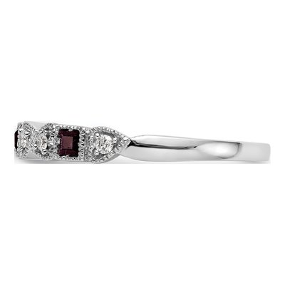 14K White Gold 1/10 ct tw Ruby & Diamond Heart Wedding Band – view 4