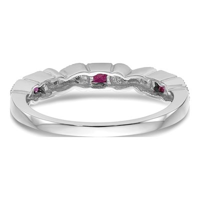 14K White Gold 1/10 ct tw Ruby & Diamond Heart Wedding Band – view 6