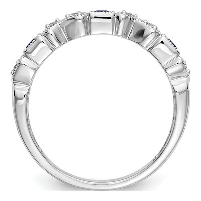 14K White Gold 1/10 ct tw Sapphire & Diamond Heart Wedding Band – view 3