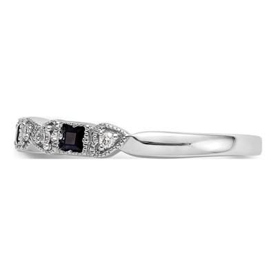 14K White Gold 1/10 ct tw Sapphire & Diamond Heart Wedding Band – view 4