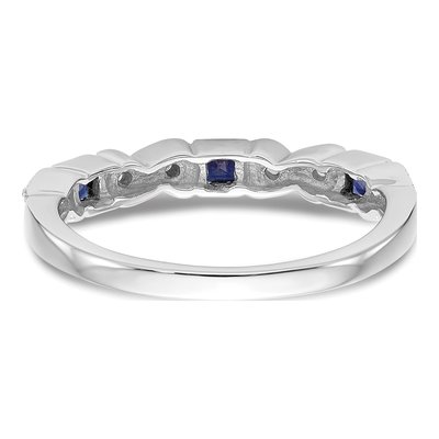 14K White Gold 1/10 ct tw Sapphire & Diamond Heart Wedding Band – view 6