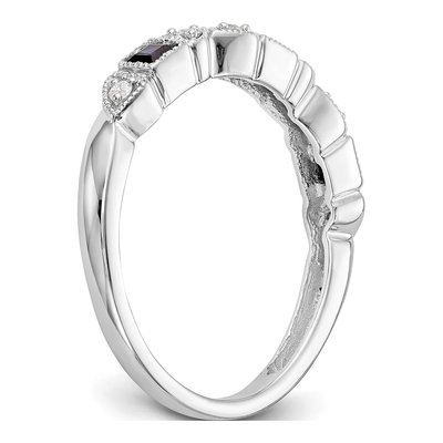 14K White Gold 1/10 ct tw Sapphire & Diamond Heart Wedding Band – view 7