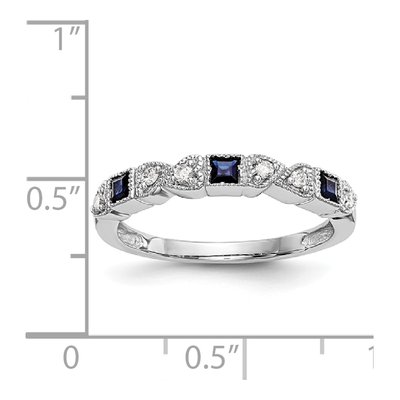 14K White Gold 1/10 ct tw Sapphire & Diamond Heart Wedding Band – view 8