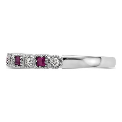 10K White Gold 1/10 ct tw Ruby & Diamond Wedding Band – view 3