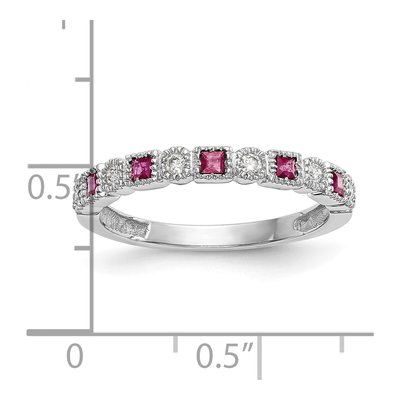 10K White Gold 1/10 ct tw Ruby & Diamond Wedding Band – view 5