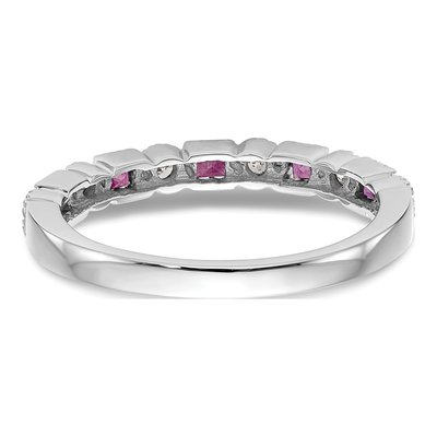 10K White Gold 1/10 ct tw Ruby & Diamond Wedding Band – view 7