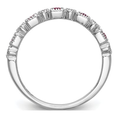 14K White Gold 1/10 ct tw Ruby & Diamond Wedding Band – view 3