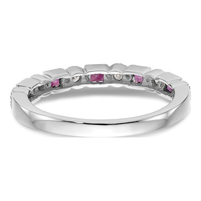 14K White Gold 1/10 ct tw Ruby & Diamond Wedding Band – view 6