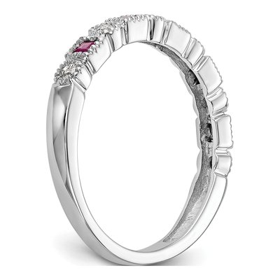 14K White Gold 1/10 ct tw Ruby & Diamond Wedding Band – view 7