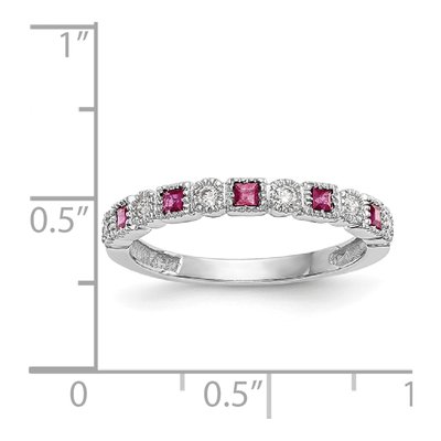 14K White Gold 1/10 ct tw Ruby & Diamond Wedding Band – view 8