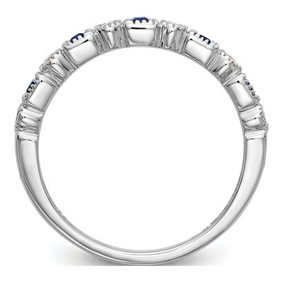 10K White Gold 1/10 ct tw Sapphire & Diamond Wedding Band – view 2