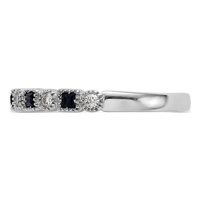 10K White Gold 1/10 ct tw Sapphire & Diamond Wedding Band – view 3